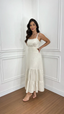 Women's Square Neck Sleeveless Tiered Midi Dress