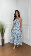 Women's Square Neck Sleeveless Tiered Midi Dress