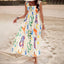 Women’s Square Neck White Printed Midi Summer Dress