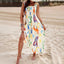 Women’s Square Neck White Printed Midi Summer Dress
