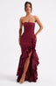Women’s Strapless with Asymmetric Ruffle Maxi Dress