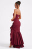 Women’s Strapless with Asymmetric Ruffle Maxi Dress