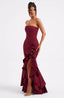 Women’s Strapless with Asymmetric Ruffle Maxi Dress