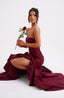 Women’s Strapless with Asymmetric Ruffle Maxi Dress