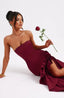 Women’s Strapless with Asymmetric Ruffle Maxi Dress