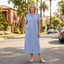Women's Striped Button-Down Short Sleeve Midi Shirt Dress