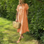 Women's Striped Button-Down Short Sleeve Midi Shirt Dress