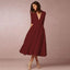Women’s Stunning Deep V-Neck Midi Dress