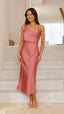 Women’s Stunning Cowl Neck Midi Wedding Guest Dress