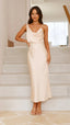Women’s Stunning Cowl Neck Midi Wedding Guest Dress