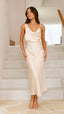 Women’s Stunning Cowl Neck Midi Wedding Guest Dress