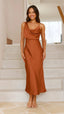 Women’s Stunning Cowl Neck Midi Wedding Guest Dress