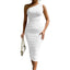 Women's Stunning One-Shoulder Bodycon Midi Dress