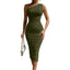 Women's Stunning One-Shoulder Bodycon Midi Dress
