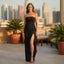 Women’s Stunning Strapless with Slit Wedding Guest Maxi Dress
