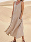 Women's Sleeveless Scoop Neck Loose Maxi Dress