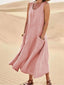 Women's Sleeveless Scoop Neck Loose Maxi Dress