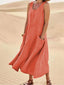Women's Sleeveless Scoop Neck Loose Maxi Dress
