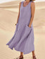 Women's Sleeveless Scoop Neck Loose Maxi Dress