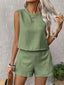 Women's Sleeveless Crop Top and Shorts Set
