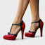 Women's T-Strap Bow Stiletto Platform Heels