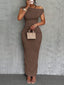 Women’s Ruched Off Shoulder Bodycon Maxi Dress