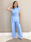 Women’s Two-Piece Button-Down Shirt And Pants Set