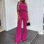 Women's Two-Piece Crop Top and Wide-Leg Pants Set