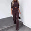 Women's Two-Piece Crop Top and Wide-Leg Pants Set