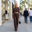 Women's Two-Piece Crop Top and Wide-Leg Pants Set