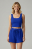 Women’s Two-Piece Sleeveless Crop Top And Shorts Set