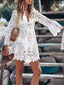 Women's V-Neck Floral Bell Sleeve Boho Mini Dress