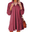 Women's V-Neck Collar Puff Sleeve A-Line Mini Dress