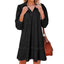 Women's V-Neck Collar Puff Sleeve A-Line Mini Dress
