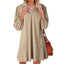Women's V-Neck Collar Puff Sleeve A-Line Mini Dress