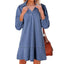 Women's V-Neck Collar Puff Sleeve A-Line Mini Dress