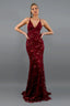 Women’s V-Neck Sequin Open Back Maxi Dress