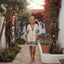 Women's V-Neck Striped Batwing Sleeve Kaftan Mini Dress