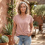 Women's V-Neck Twist Hem Short Sleeve Blouse