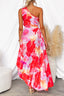 Women’s Red Vibrant Pleated Summer Maxi Dress