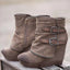 Women’s Vintage Buckle Wedge Faux Suede Ankle Boots