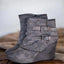 Women’s Vintage Buckle Wedge Faux Suede Ankle Boots