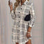 Women’s White Plaid A-Line Shirt Dress