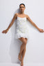 Women's Spaghetti Strap 3D Rosette Ruffle Hem Mini Dress