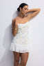 Women's Spaghetti Strap 3D Rosette Ruffle Hem Mini Dress