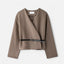 Women’s Elegant Wrap Belted V-Neck Brown Cardigan