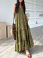 Women's 3D Flower Decor Spaghetti Strap Tiered Maxi Dress - White