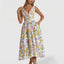 Women's Floral Print V-Neck Sleeveless A-Line Midi Dress - Yellow