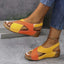 Women's Open Toe Cross Strap Velcro Adjustable Low Wedge Sandals - Yellow